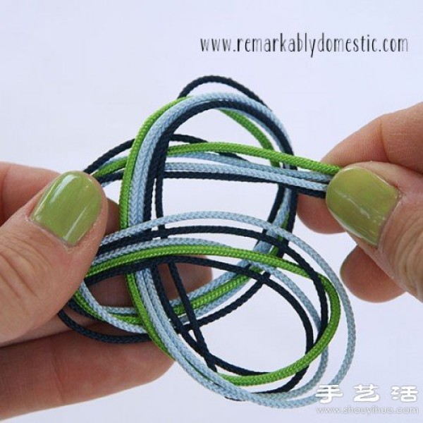 DIY tutorial on how to make a small fresh style knotted rope bracelet