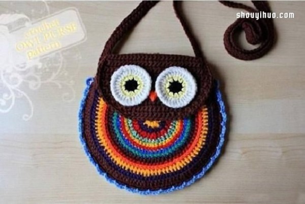 Tutorial of hand-knitted owl shoulder bag with knitting pattern picture