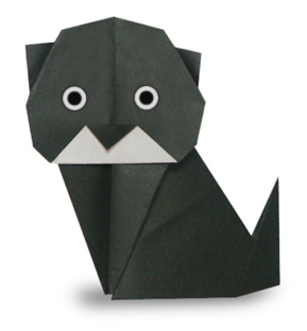 How to make origami with white beard and black cat