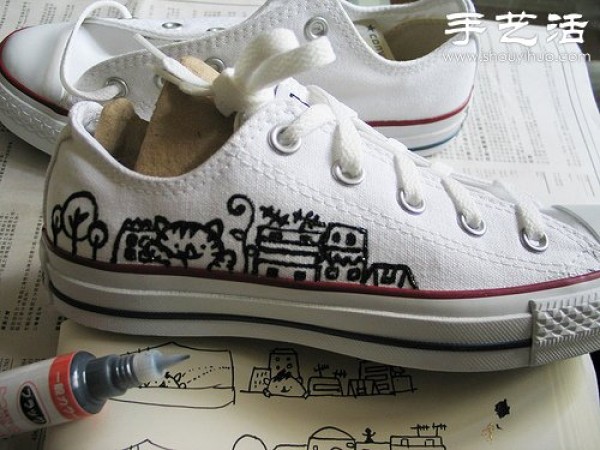 White canvas shoes handmade transformation tutorial