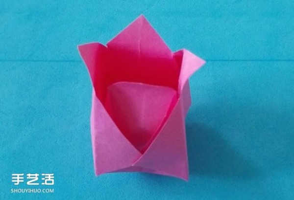 Simple rose origami step-by-step picture of how to fold a rose for children