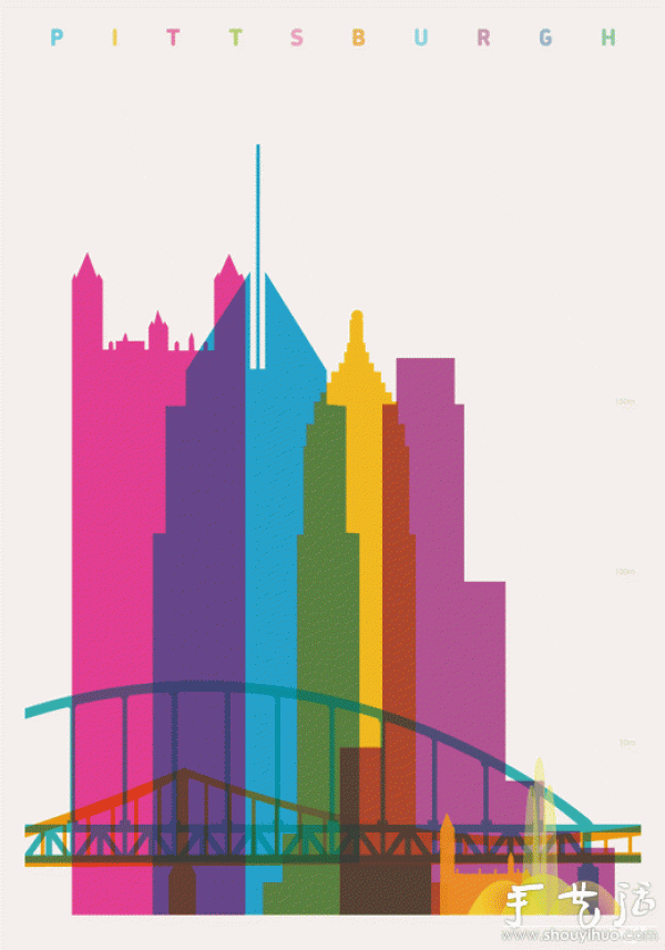 City-themed paper-cut poster