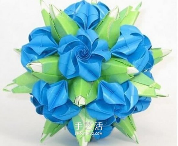 Origami Pothos Demon Flower Ball Tutorial with Illustrations of How to Fold the Pothos Poison Flower Ball