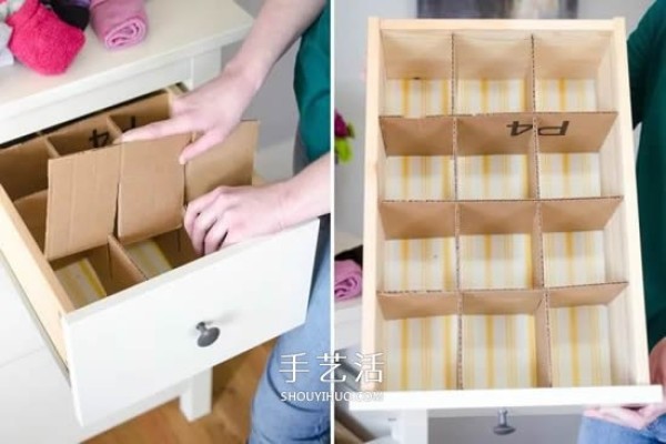 Cardboard handmade clothing storage compartments to store clothes and no longer have to worry about clutter