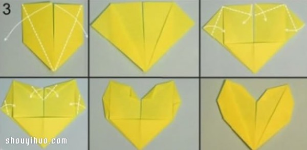 Illustrated tutorial on how to fold origami sunflowers with small yellow flowers in full bloom