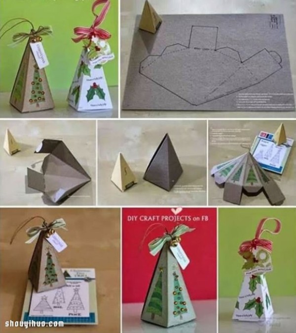 Homemade Christmas candy packaging box origami Christmas candy packaging carton