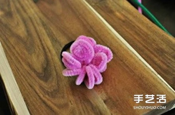 Twist stick flower tutorial illustration DIY handmade rose headband