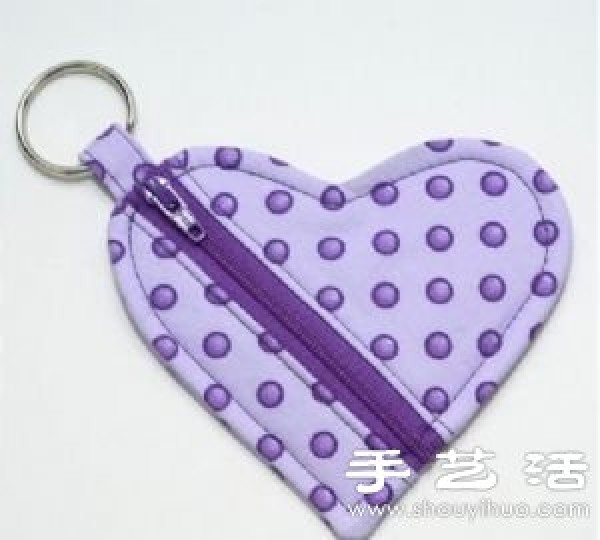 Heart-shaped coin purse with zipper DIY hand-made illustrated tutorial