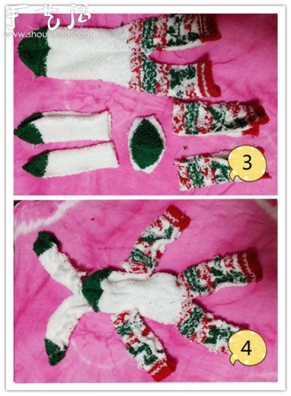 Plush socks DIY to make a "Christmas Bunny" doll