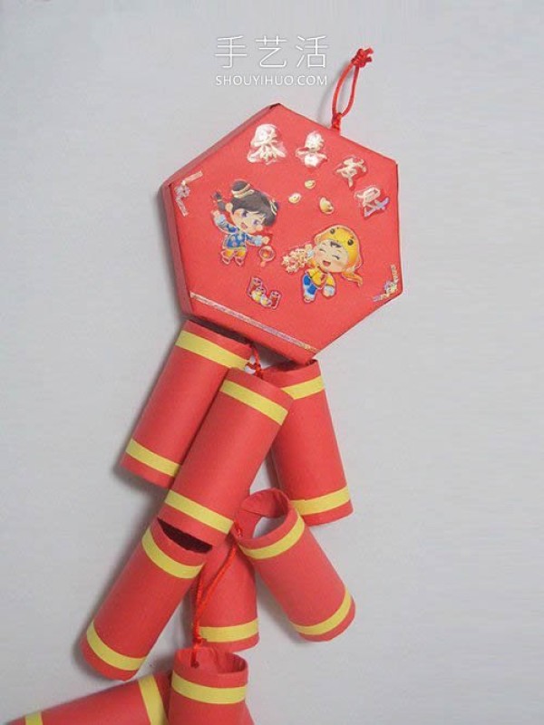 Tutorial on how to make simple hand-made firecracker decorations during the Spring Festival