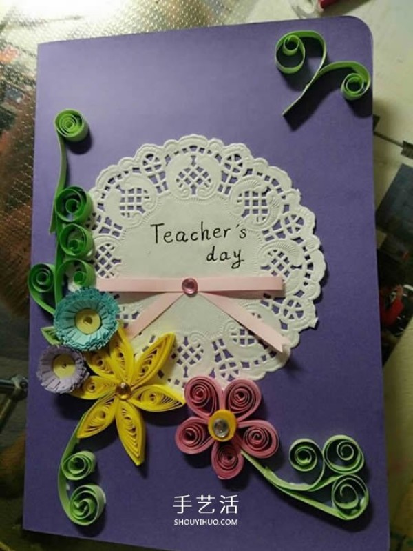 Tutorial on how to make your own good-looking Teachers Day paper flower greeting card