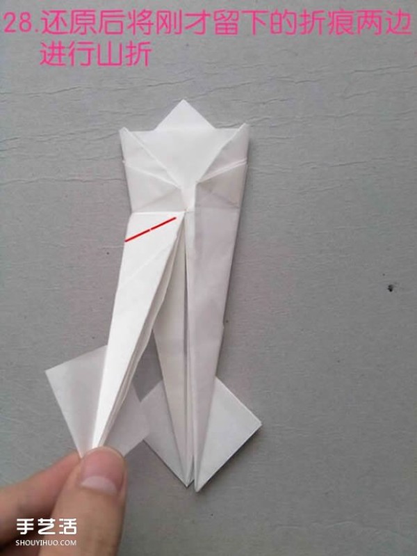 How to fold paper egrets with detailed illustrations of steps for folding three-dimensional egrets