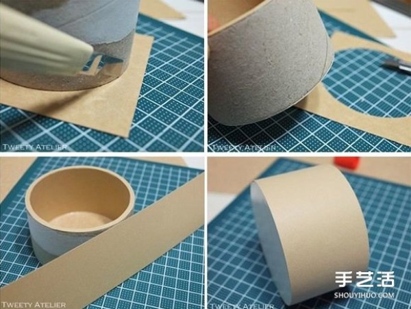 Use scotch tape and paper tube waste to make beautiful DIY storage boxes