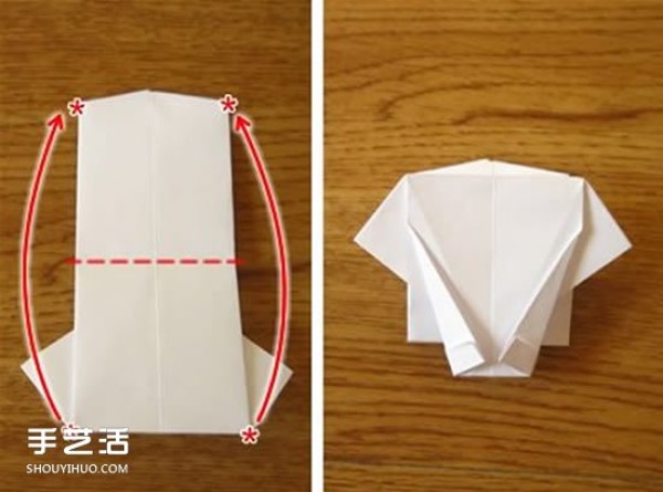 Illustrated tutorial for U.S. dollar origami short-sleeved T-shirt comes with a cute little tie