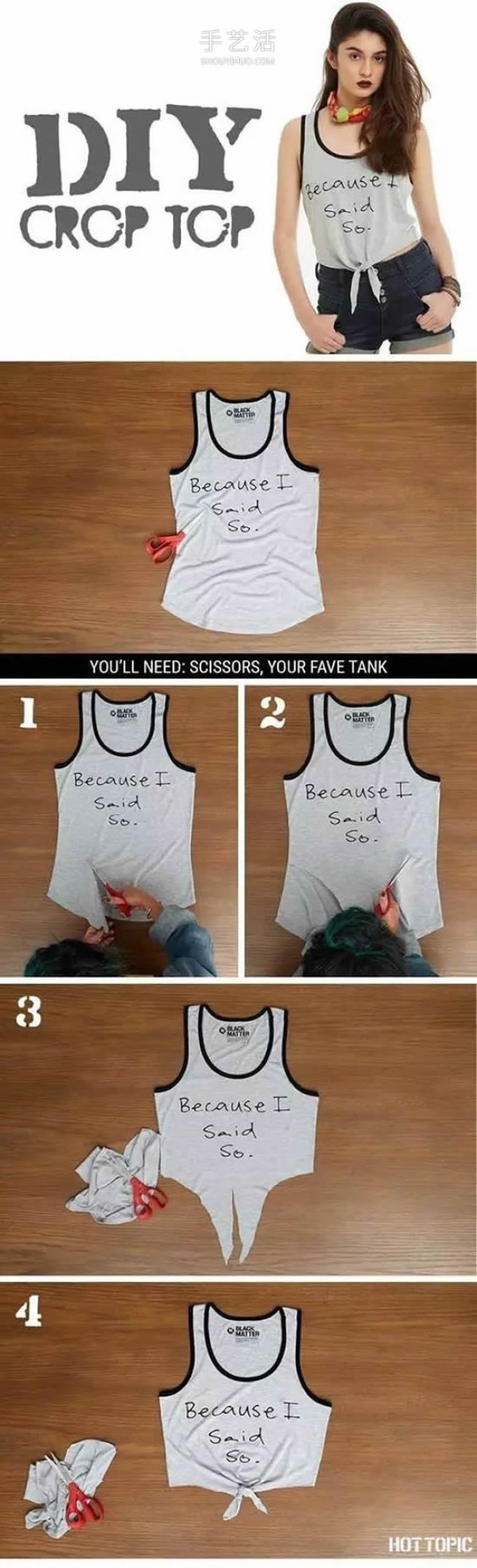 A comprehensive illustration of how to transform old T-shirts into modern fashionable clothes