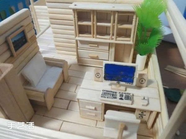 Disposable chopsticks are used to hand-make a life-like villa model, the steps are complete! 