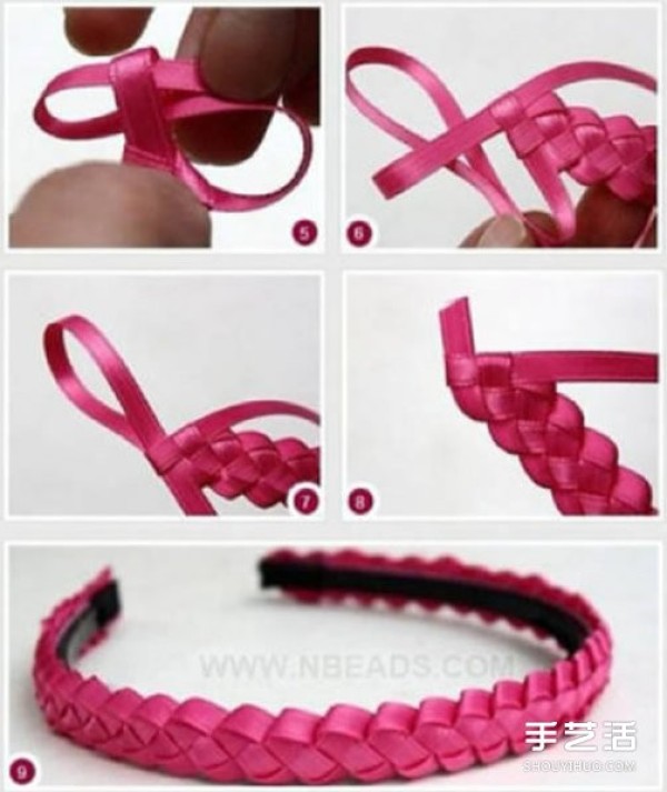 Satin ribbon hair accessories tutorial, ribbons are braided with beautiful textures to make beautiful hair hoops