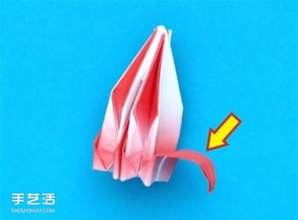 The origami method of crab claw origami, illustrated origami Christmas cactus tutorial