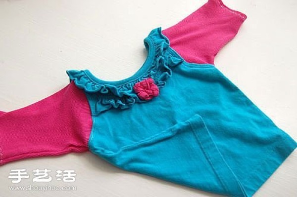 Baby old clothes transformation tutorial DIY simple contrasting color baby clothes