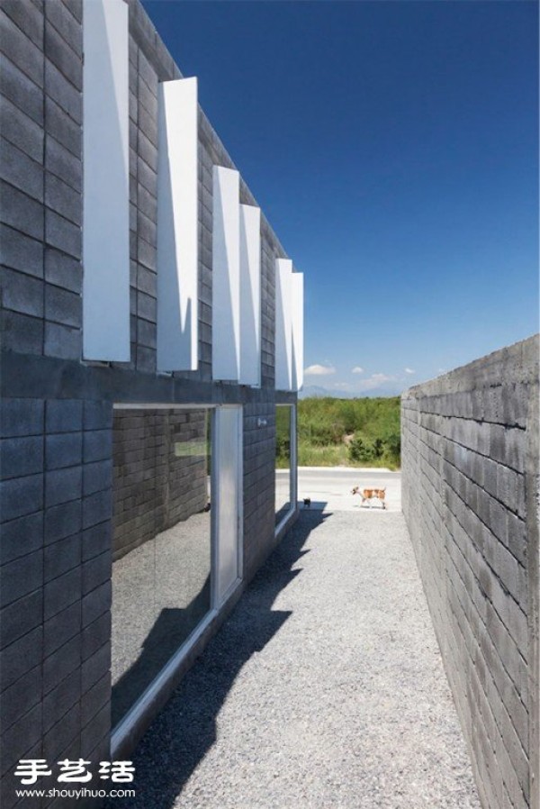 Modern Box House made of concrete blocks