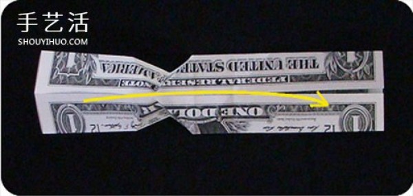 Tutorial of dollar origami ring, folding method of diamond ring with illustrations of banknotes