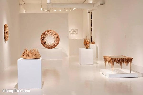 Amazing three-dimensional wood carving city skyline