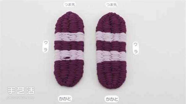 How to knit flip-flops with illustrations and steps of knitting flip-flops from strips of fabric