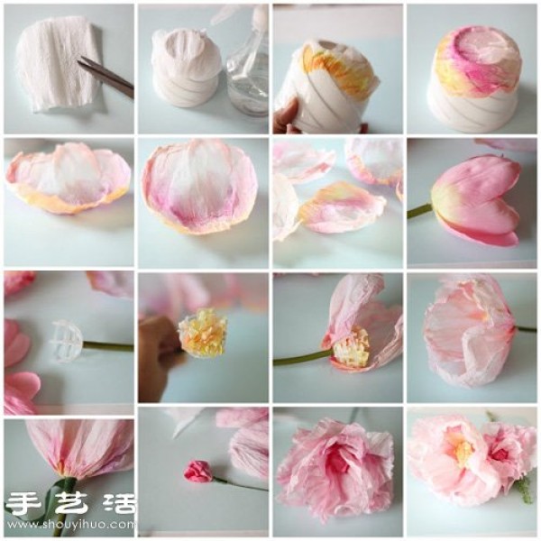 Crepe paper/rice paper DIY handmade beautiful and realistic paper flowers