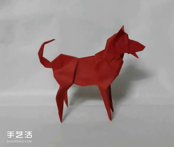 Super complex dog origami method illustrated with plastic surgery steps