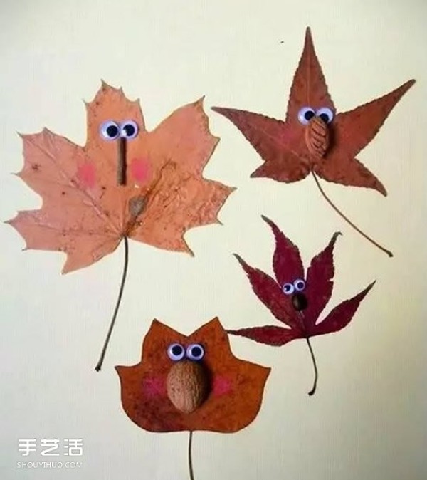 A collection of childrens leaf stickers, pictures of autumn leaves collage