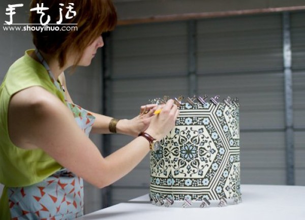 Handmade DIY tutorial for fabric lampshade