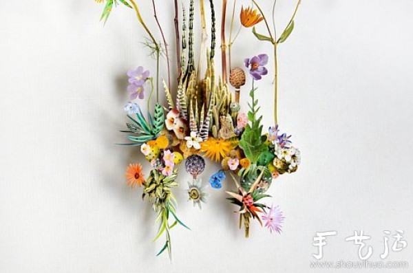 Exquisite DIY paper art works of paper flowers and branches