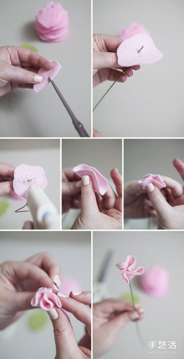 Tutorial on how to make peony flowers on non-woven fabrics. Illustrated instructions on how to make peony flowers on handmade fabrics