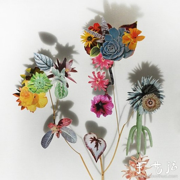 Exquisite DIY paper art works of paper flowers and branches