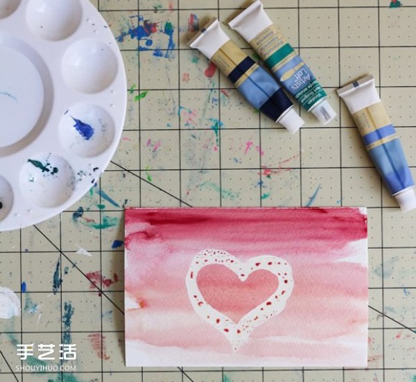 Hand-painted watercolor postcard tutorial illustrates how to make a watercolor postcard