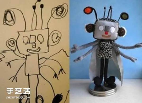 Creative handmade graffiti doll pictures make childrens imagination become reality