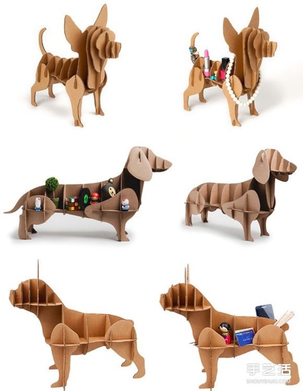 Corrugated paper storage rack handmade dog cardboard storage rack DIY