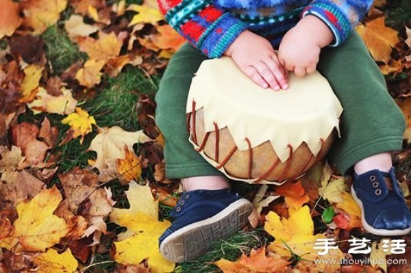 Dry gourd + leather DIY to make cute toy drum