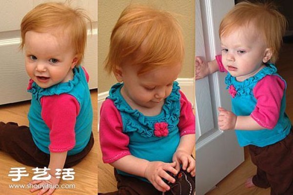 Baby old clothes transformation tutorial DIY simple contrasting color baby clothes