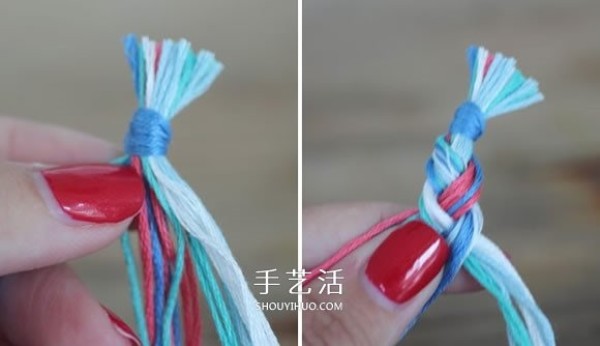 Illustrations on how to weave a three-strand rope bracelet and DIY it into a beautiful bracelet