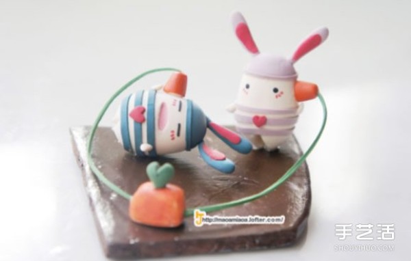 Jailbreak Rabbits soft pottery DIY work, cute handmade clay rabbit pictures