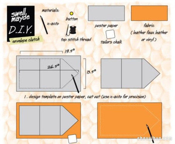 Its easy to make a womens clutch DIY method illustrated tutorial