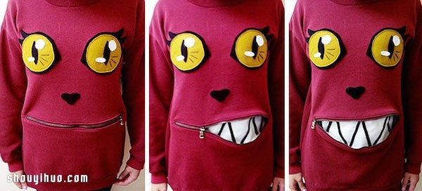 Tutorial on using zippers to transform old clothes into DIY super eye-catching cat T-shirts