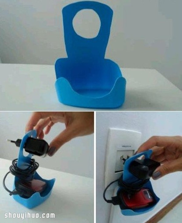 Plastic bottle waste is used to DIY a useful mobile phone charging stand