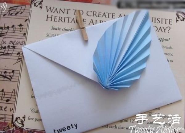 Homemade beautiful greeting card with leaf decoration