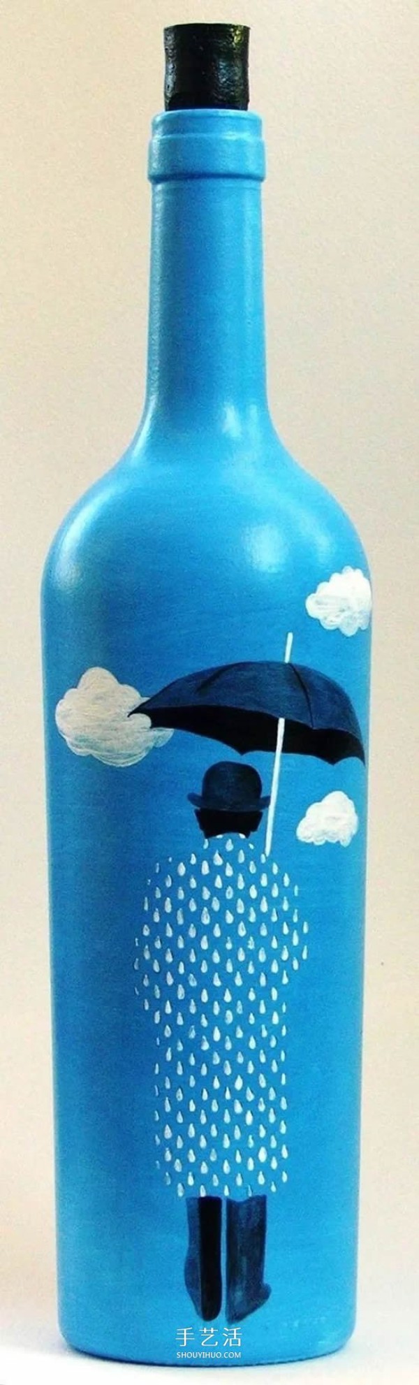 Creative handmade pictures of painted wine bottles, acrylic hand-painted glass bottles DIY