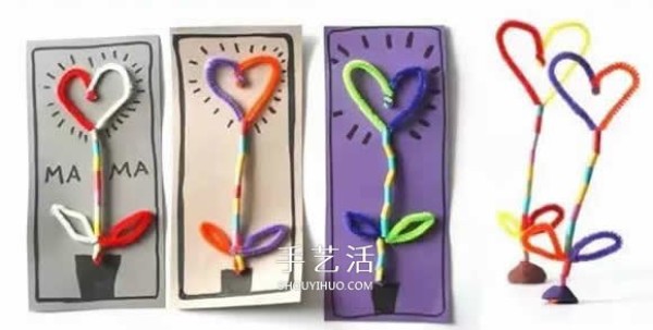 Mothers Day love flowers handmade straw twist sticks as flower gifts