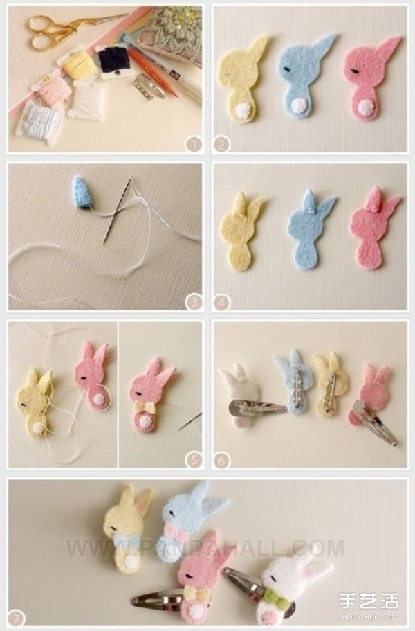 DIY non-woven rabbit hairpin, handmade fabric rabbit hair accessories