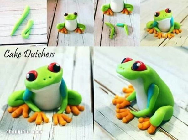 Illustration of how to make a soft clay frog