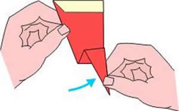 The origami method of Christmas boots, illustrated tutorial for children to fold Christmas boots